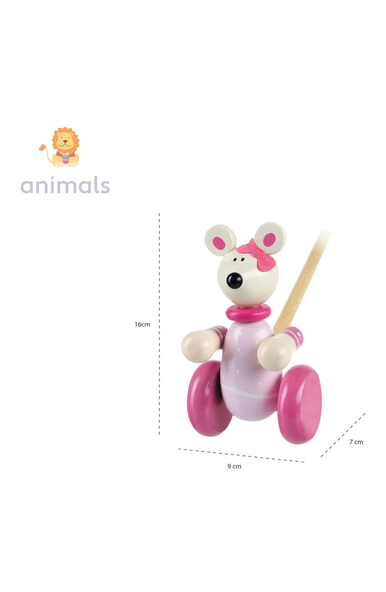 ORANGE TREE TOYS Push Along Pink Mouse, Wooden Toy, Fsc Certified, Ages 1+, Alternate, color, Multicolored
