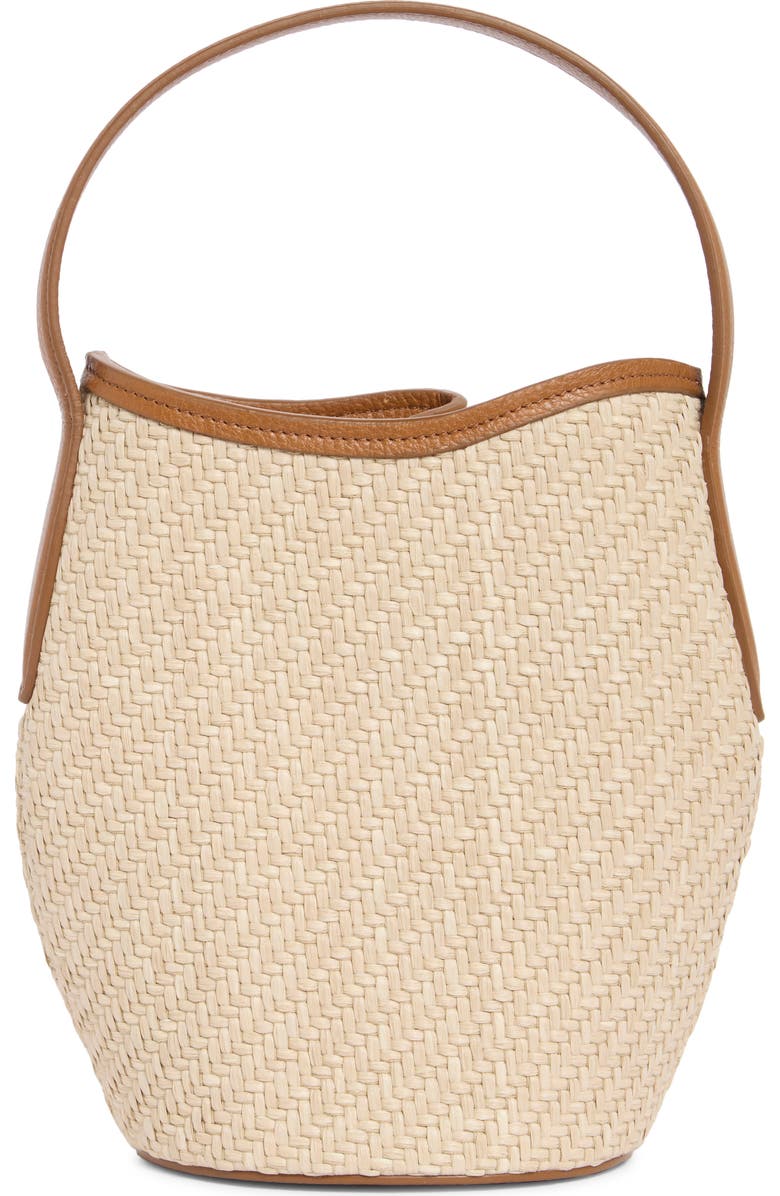 LIFFNER Mini Belted Raffia Bucket Bag, Alternate, color, Beige
