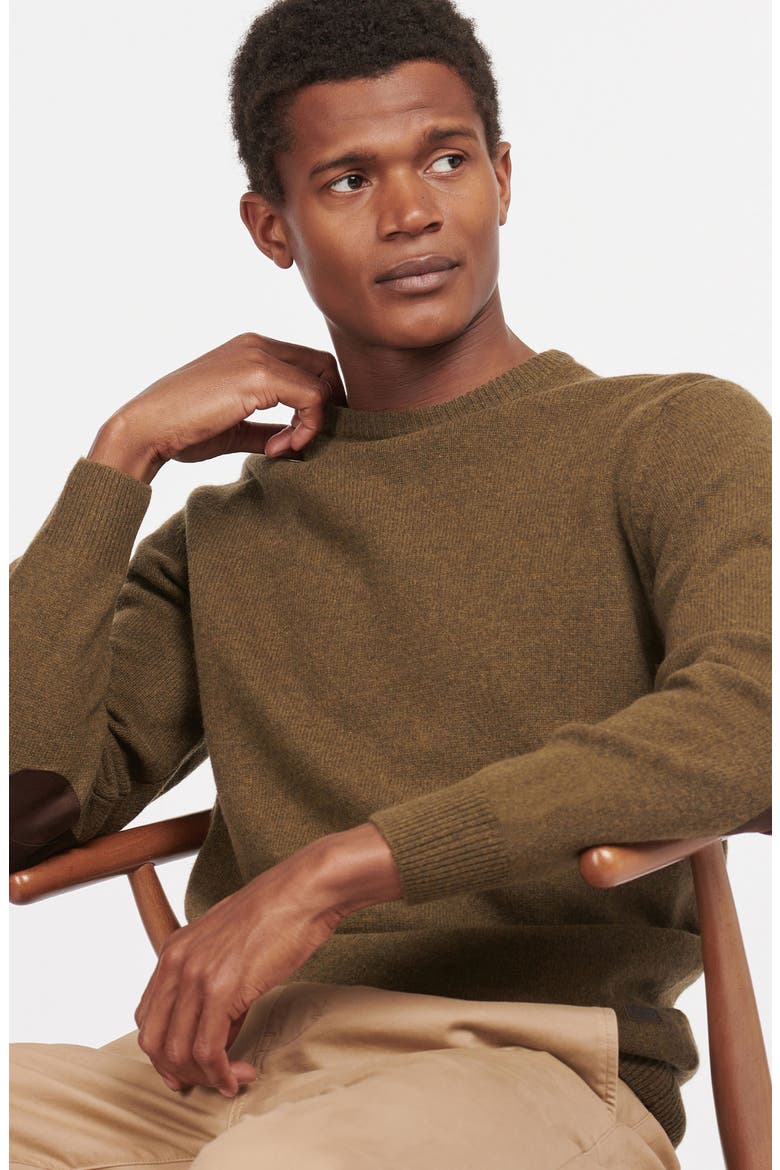 Essential Patch Wool Crewneck Sweater, Alternate, color, WILLOW GREEN