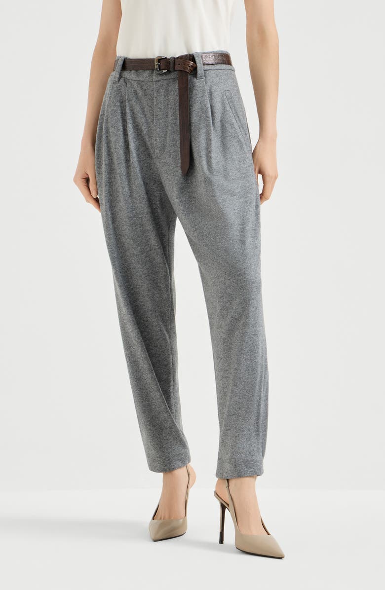Brunello Cucinelli Cashmere jersey trousers, Alternate, color, Grey