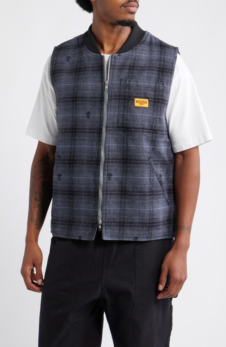 Service Works Thistle Plaid Organic Cotton Work Vest, Alternate, color, Black Multi