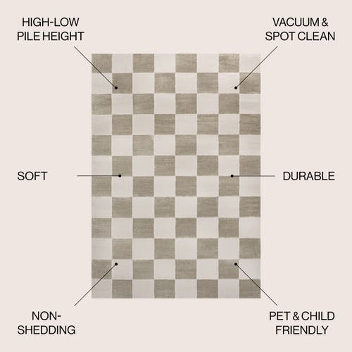 JONATHAN Y JONATHAN Y THEA MODERN GEOMETRIC CHECKERBOARD HIGH-LOW AREA RUG 