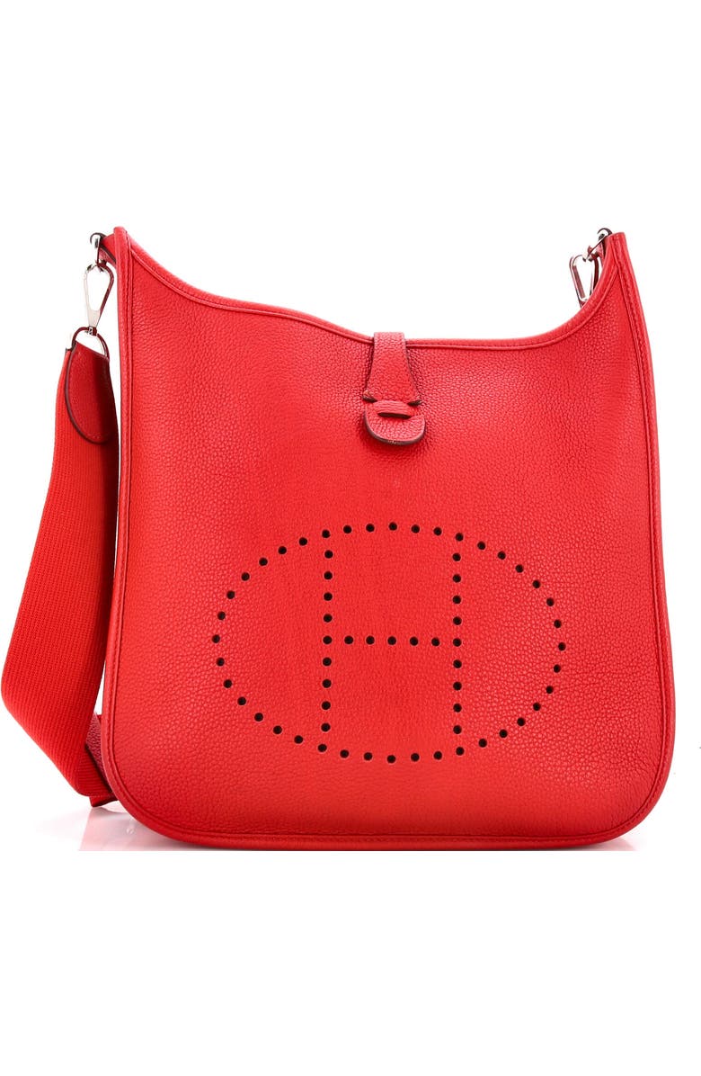 Pre-Owned Hermes Evelyne Bag Gen III Clemence PM, Main, color, Rouge Vif