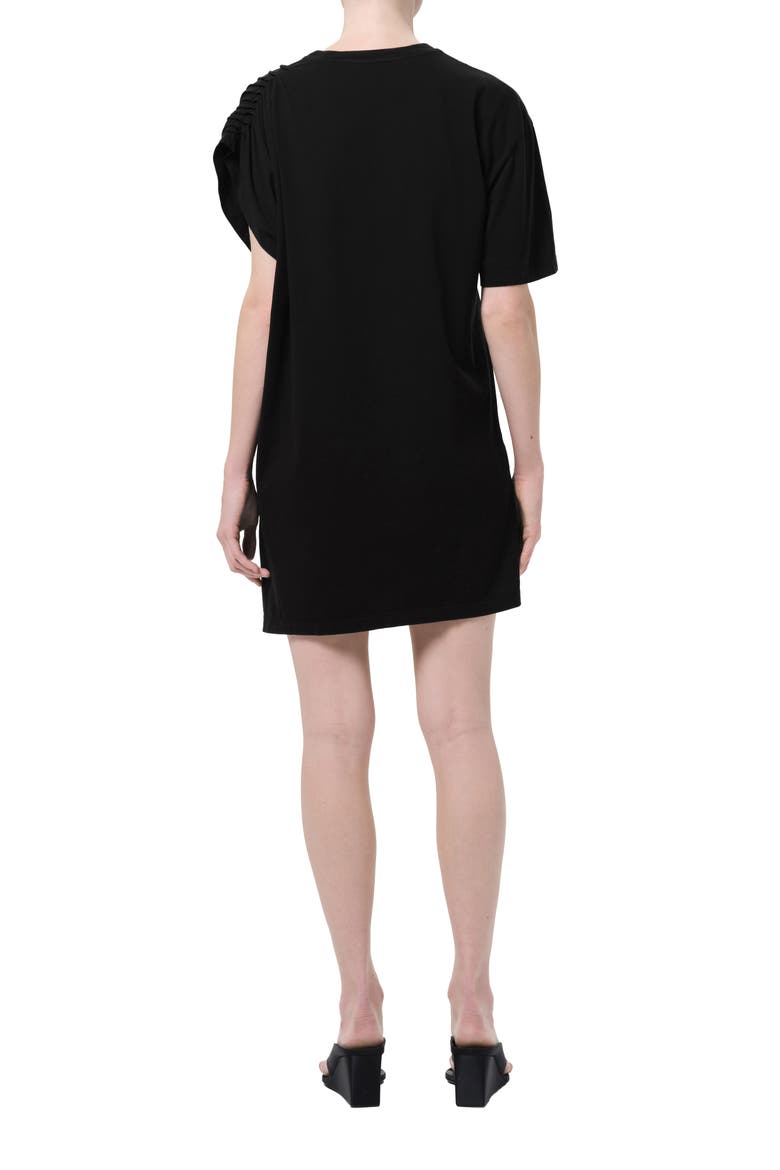 Roma Asymmetric Sleeve Organic Cotton Dress, Alternate, color, BLACK