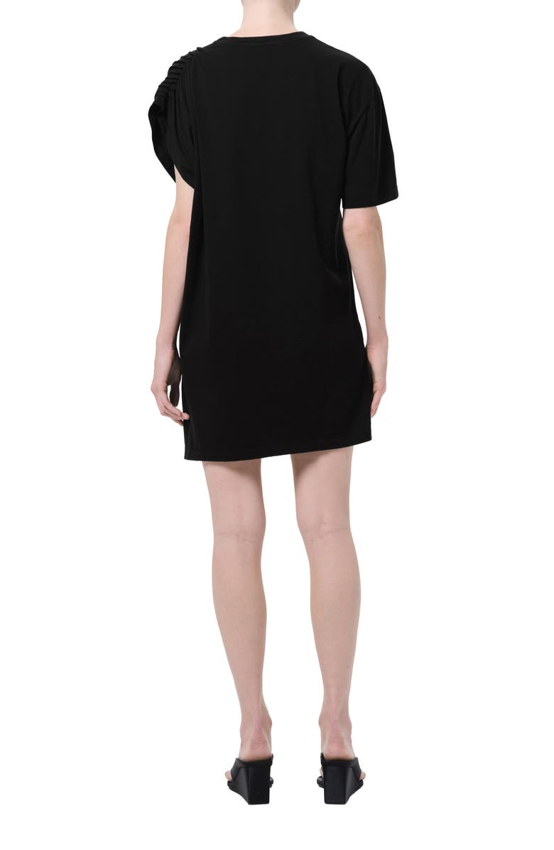 AGOLDE Roma Asymmetric Sleeve Organic Cotton Dress, Alternate, color, Black