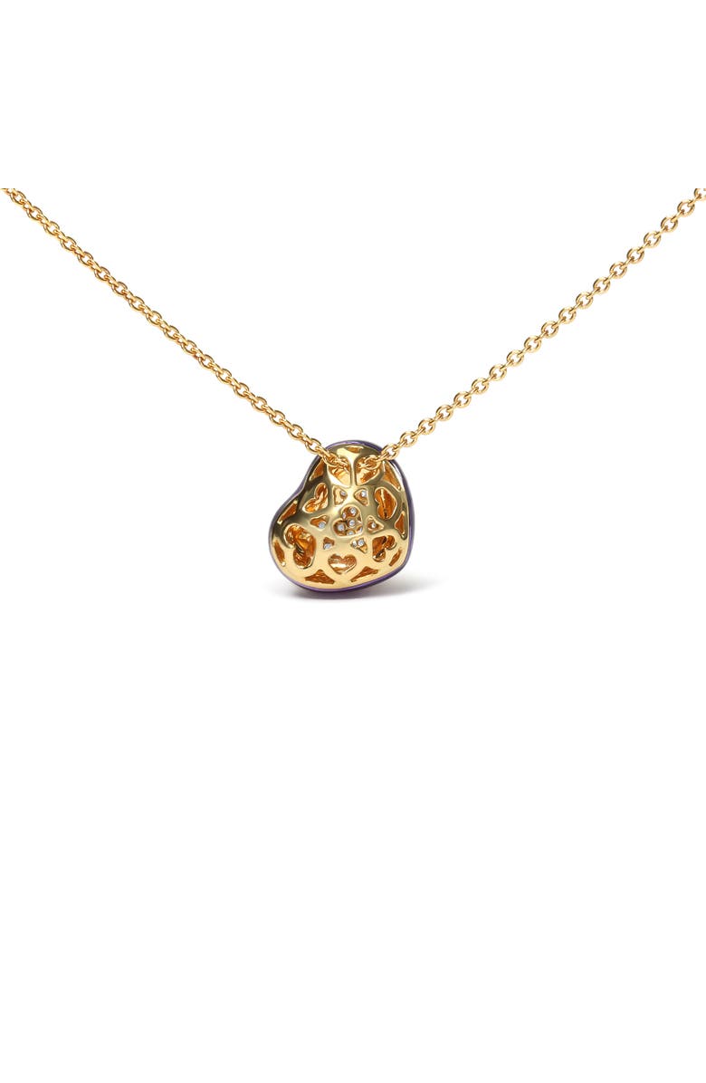 Haus of Brilliance 18K Yellow Gold Blue Enamel 1/10 Cttw Diamonds Heart Shape Pendant Necklace, Alternate, color, Yellow