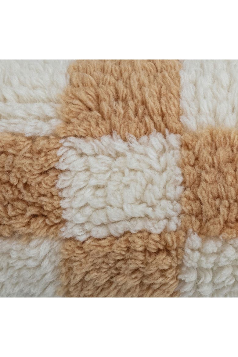 Hand-Woven New Zealand Wool and Cotton Shag Lumbar Pillow with Cotton Back, Cream and Tan, Alternate, color, Multicolor