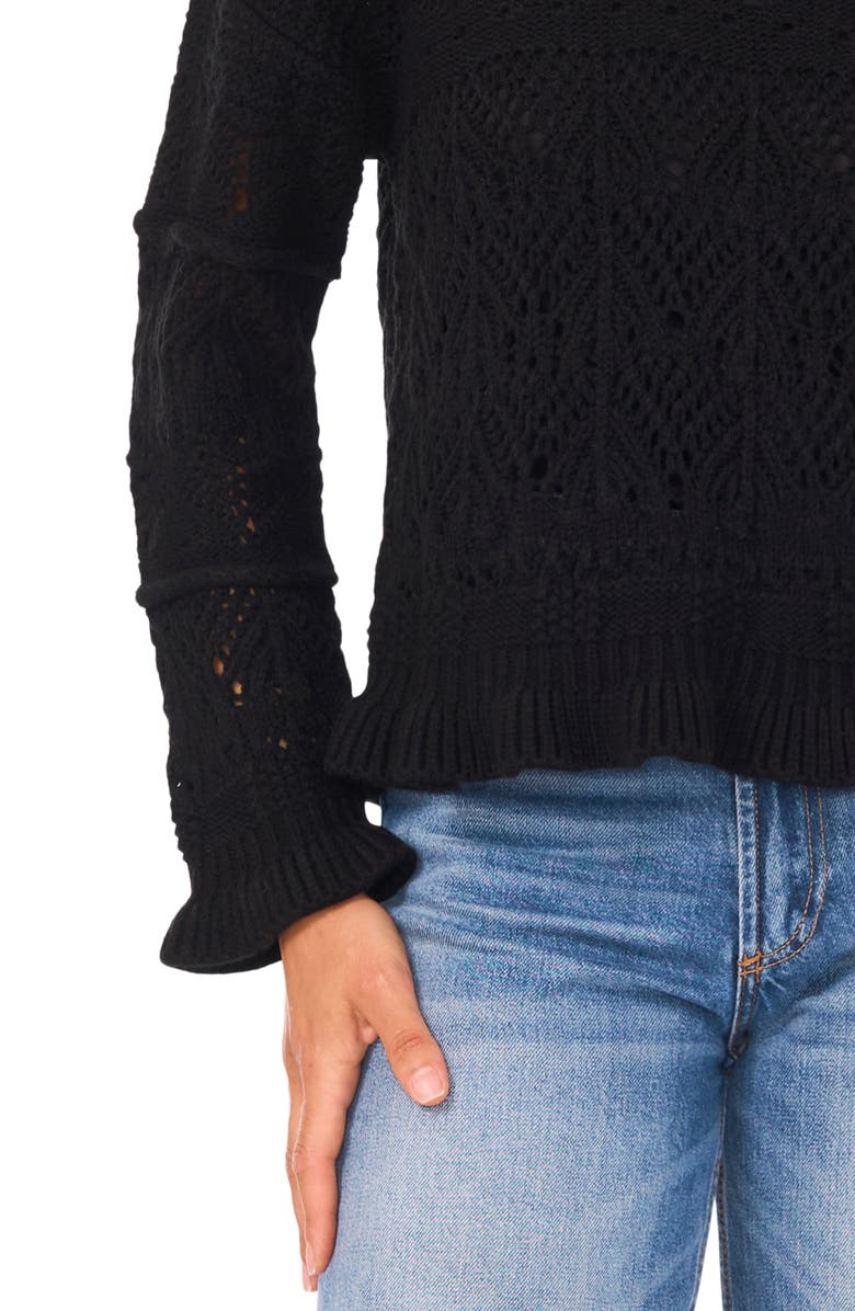 Parker Ruffle Textured Crop Sweater, Alternate, color, Rich Black