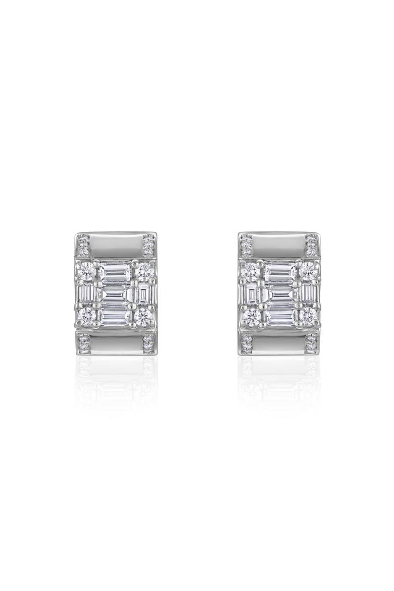 Clarity Diamond Huggie Hoop Earrings, Alternate, color, 18K WHITE GOLD