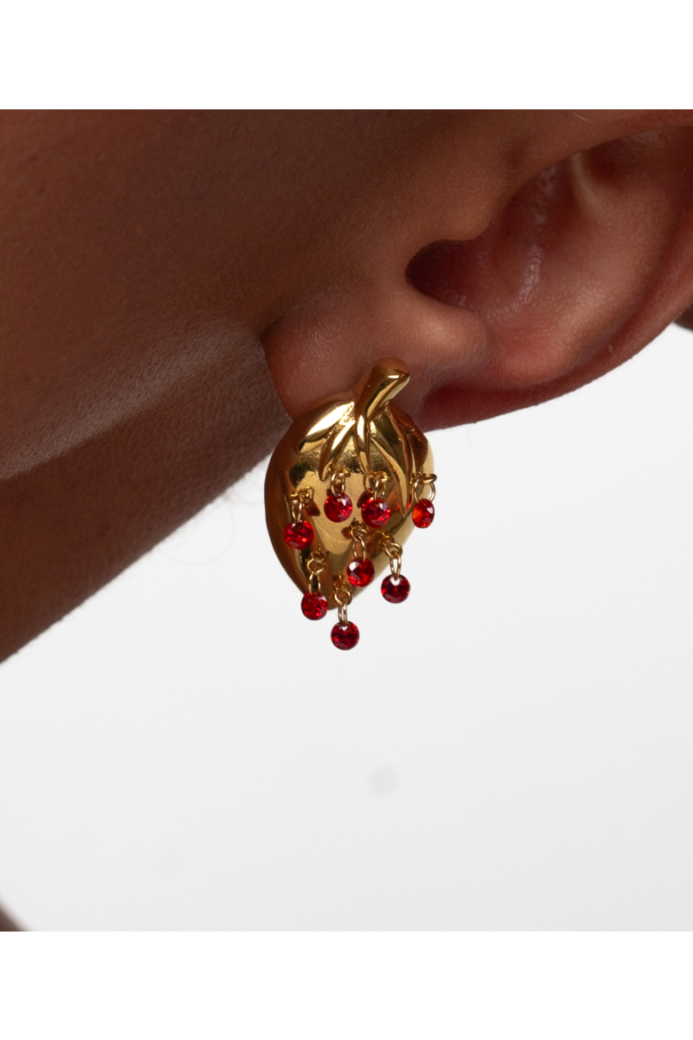 Strawberry Stud Earrings, Alternate, color, Gold