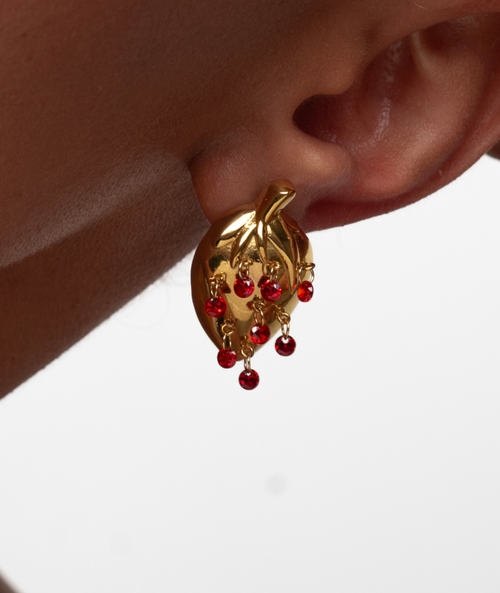 Hey Harper Strawberry Stud Earrings In Gold