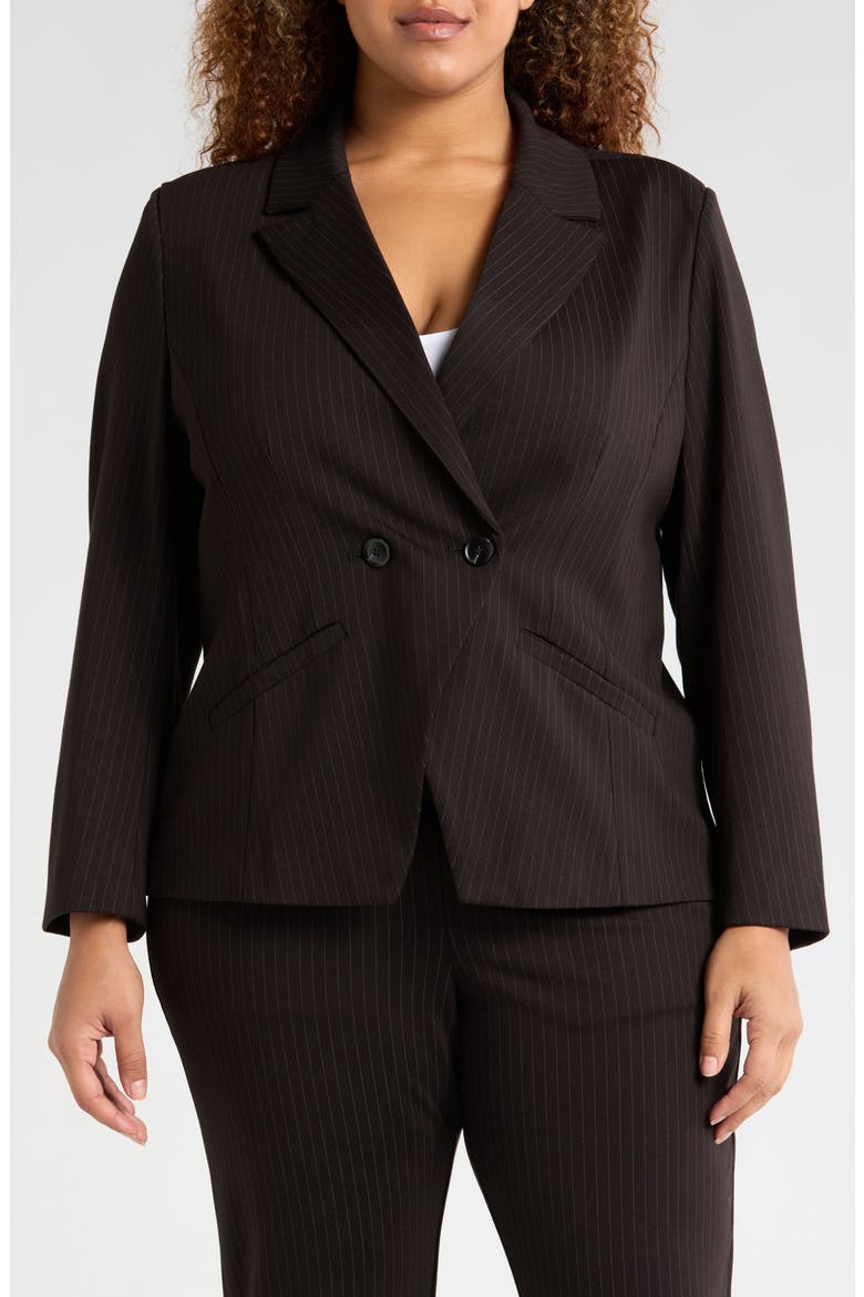 Bianca Stretch Ponte Double Breasted Blazer, Alternate, color, SLATE PINSTRIPE