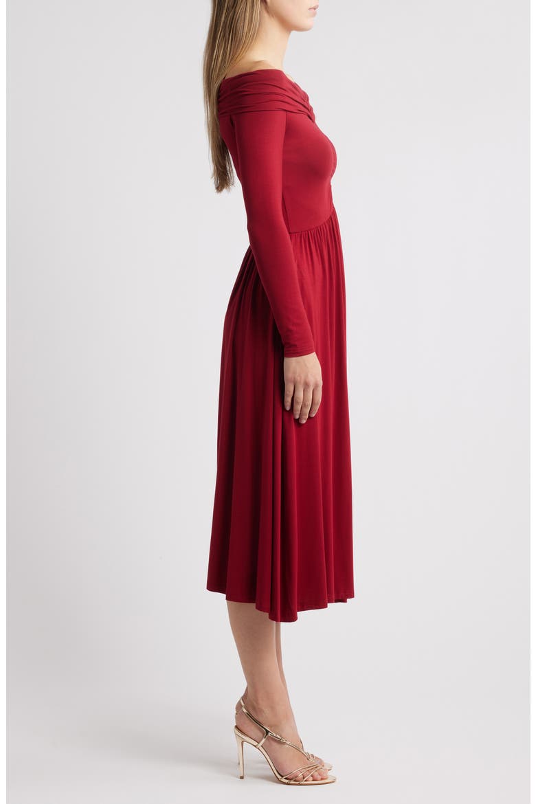 Olia Off the Shoulder Long Sleeve Dress, Alternate, color, WINE