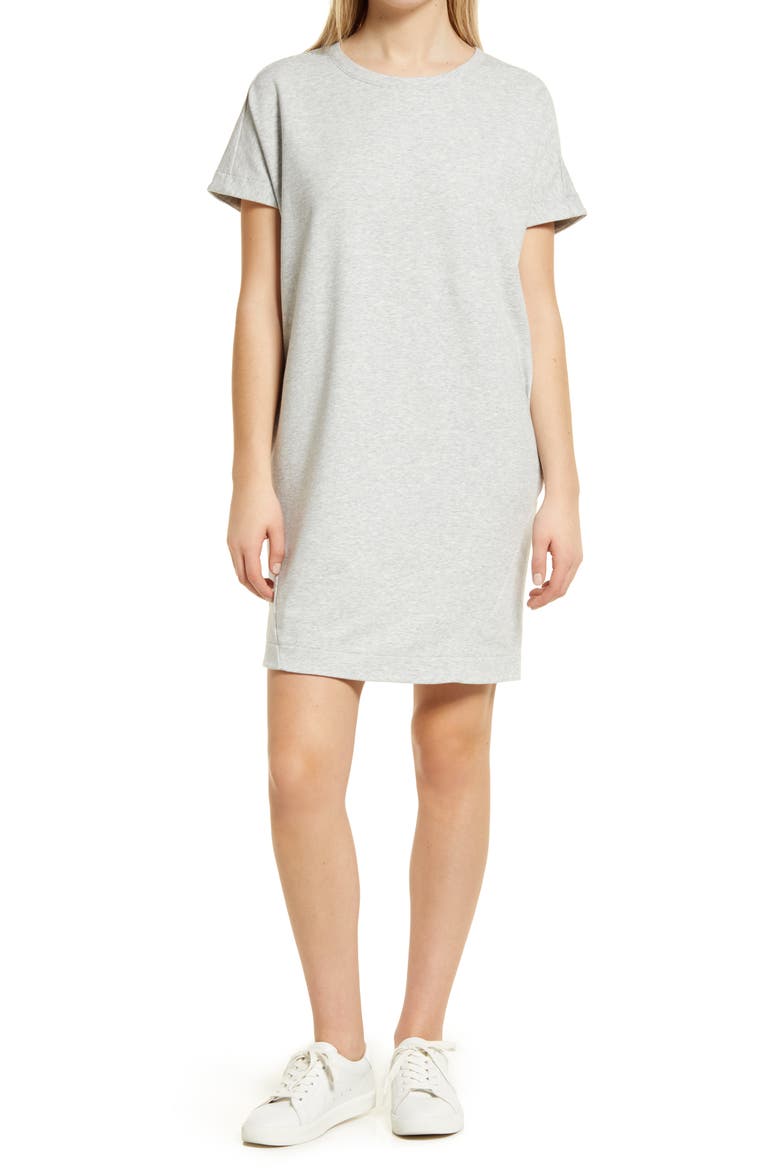 Crewneck T-Shirt Dress, Main, color, GREY LIGHT HEATHER