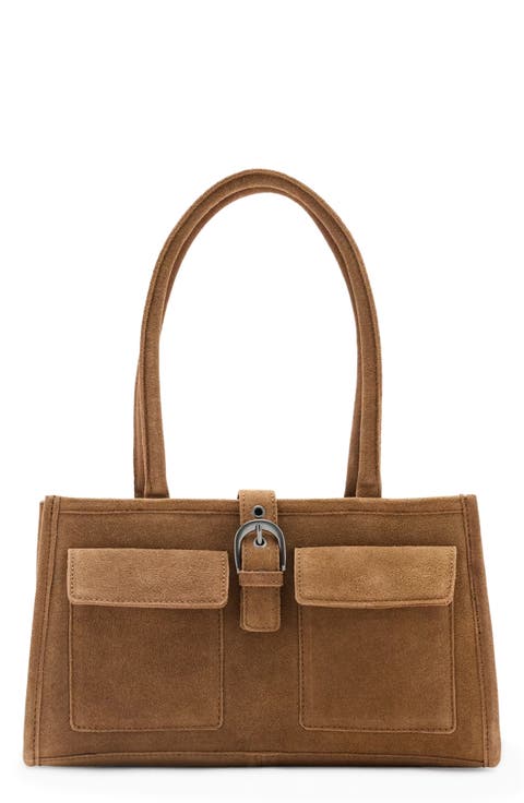 Suede Buckle Shoulder Bag