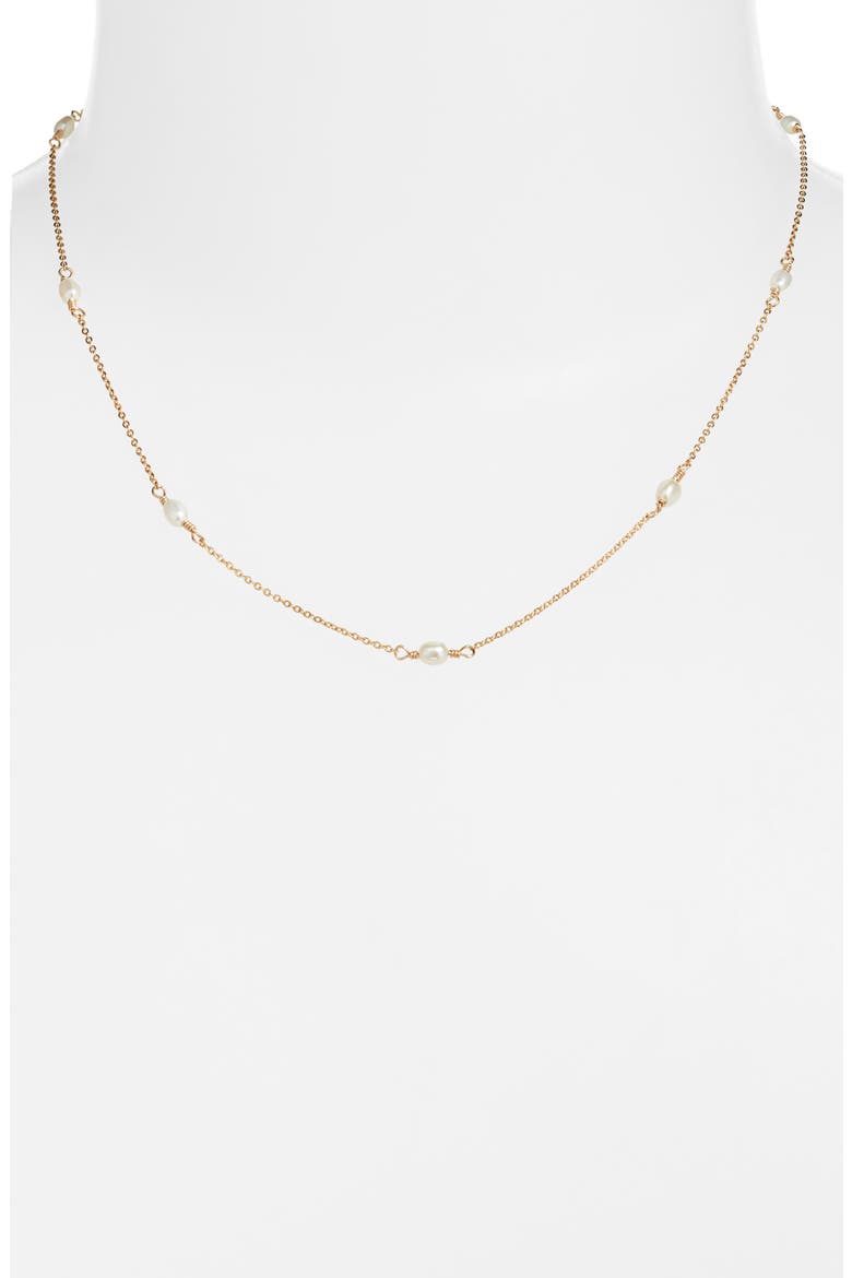 Madeline Freshwater Pearl Station Necklace, Alternate, color, GOLD