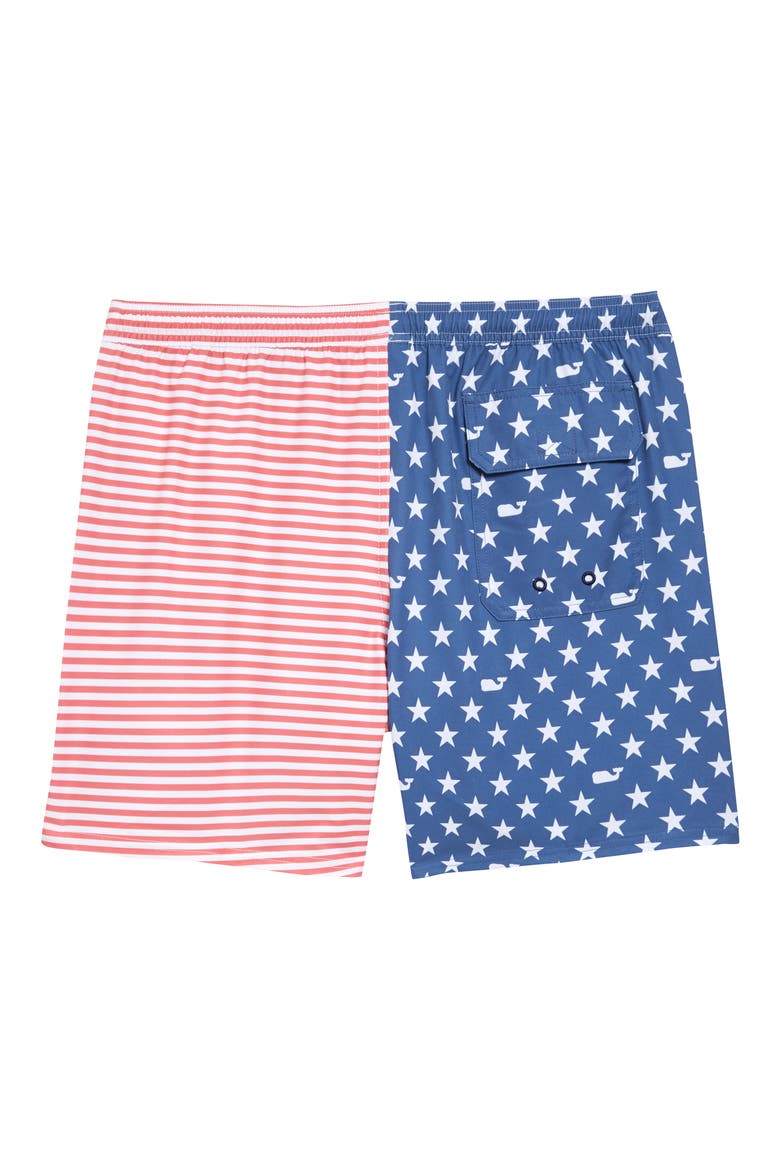 Chappy Print Swim Trunks, Alternate, color, STARS AND STRIPES