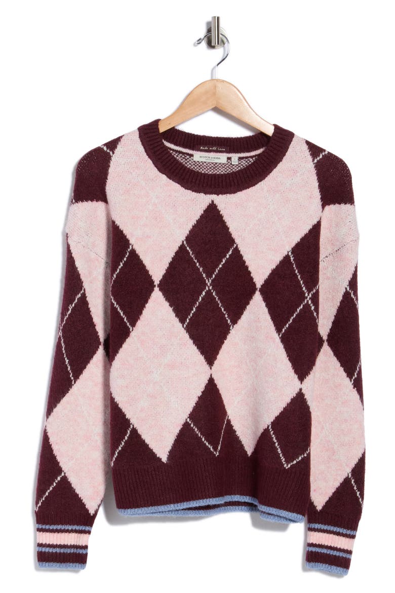 Crewneck Pullover Sweater, Alternate, color, FIG/ ROSE DUST HEATHE