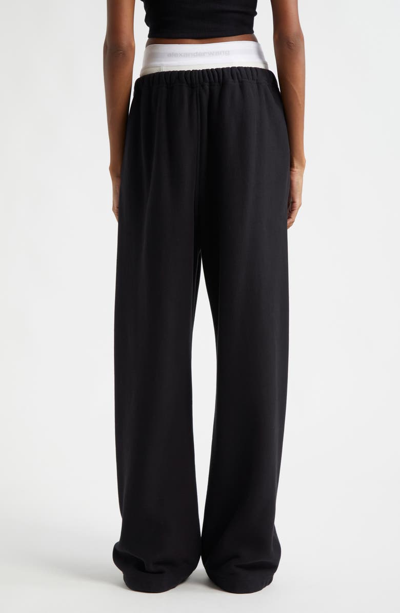 Alexander Wang Logo Elastic Waist Wide Leg Cotton Sweatpants, Alternate, color, 