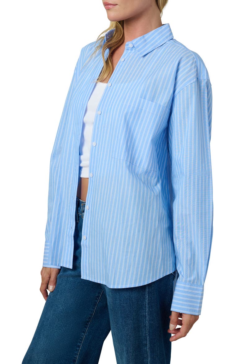The Boyfriend Stripe Oversize Button-Up Shirt, Alternate, color, SKY BLUE/WHITE STR