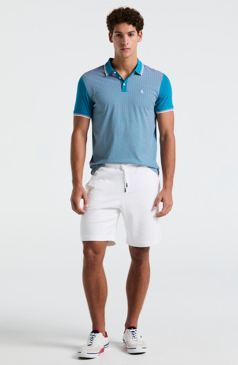 Original Penguin Geometric Print Cotton Polo, Alternate, color, Mosaic Blue