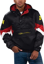 STARTER Men's Starter Black Jeff Gordon Home Team Satin Half-Zip Hoodie Jacket