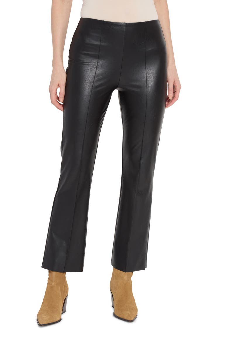 'Lyssentials Elysse Faux Leather Ankle Bootcut Pants, Main, color, BLACK