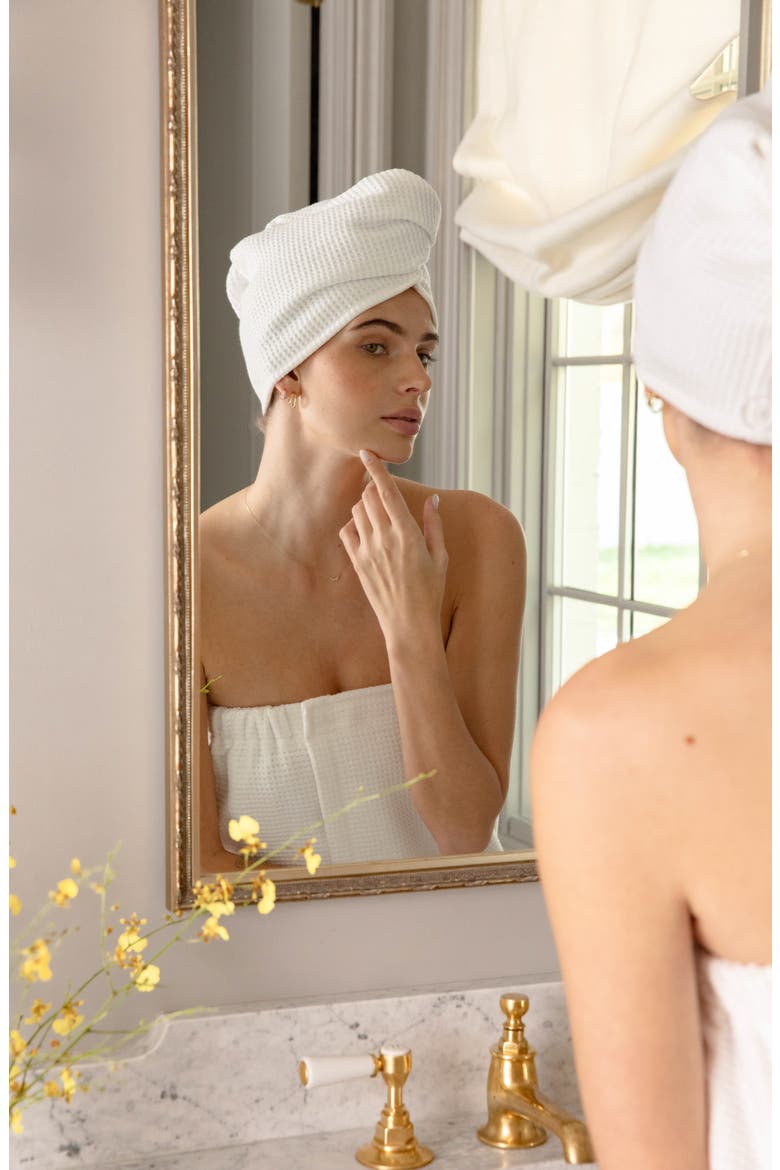 Waffle Terry Hair Towel, Alternate, color, WHITE