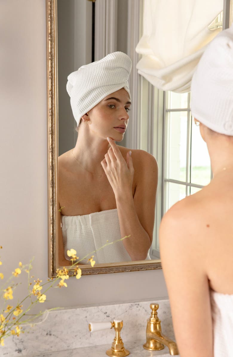 Cozy Earth Waffle Terry Hair Towel, Alternate, color, White
