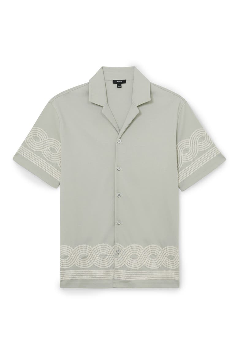 Arden Embroidered Cotton Blend Camp Shirt, Alternate, color, SOFT SAGE GREEN