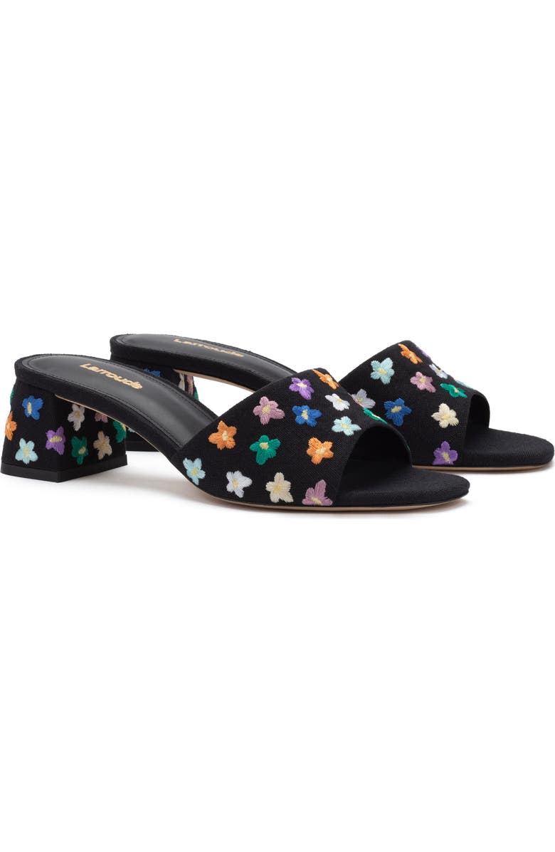 Larroudé Brigitte Flower Embroidered Mule, Main, color,