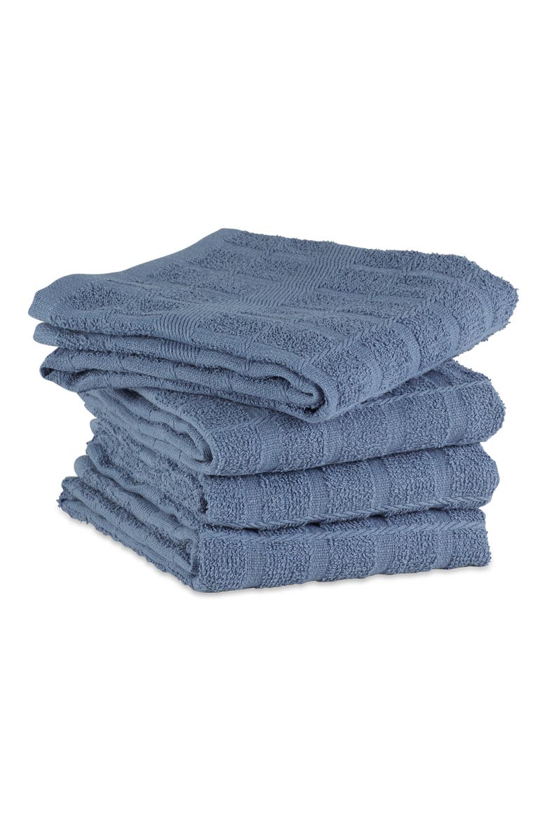 Solid Windowpane Terry Dishtowel Set/4, Alternate, color, Stonewash Blue