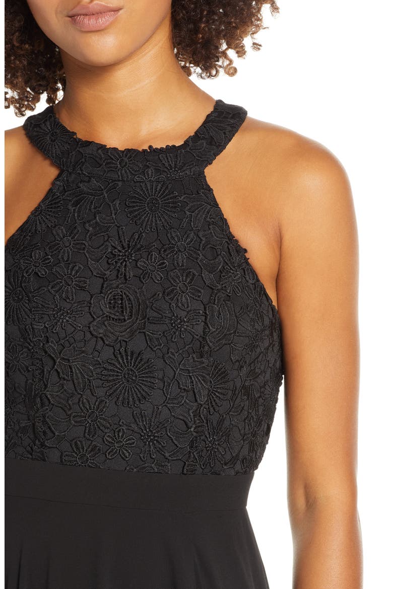 Love Poem Lace Halter Gown, Alternate, color, BLACK