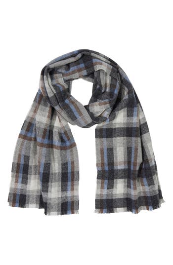 Bruno Magli Cashmere Plaid Scarf In Gray