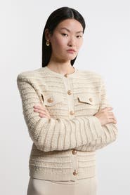 Karen Millen Textured Military Trim Knit Jacket