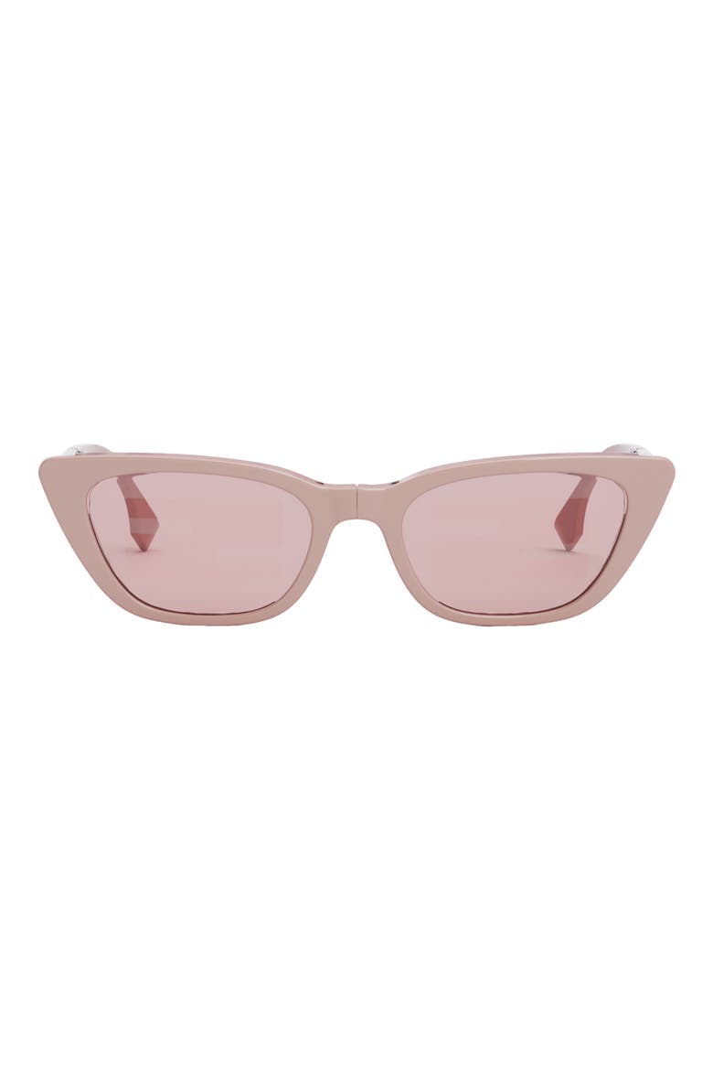 'Fendi Baguette Anniversary 53mm Cat Eye Sunglasses, Main, color, SHINY PINK/ SOLID PINK
