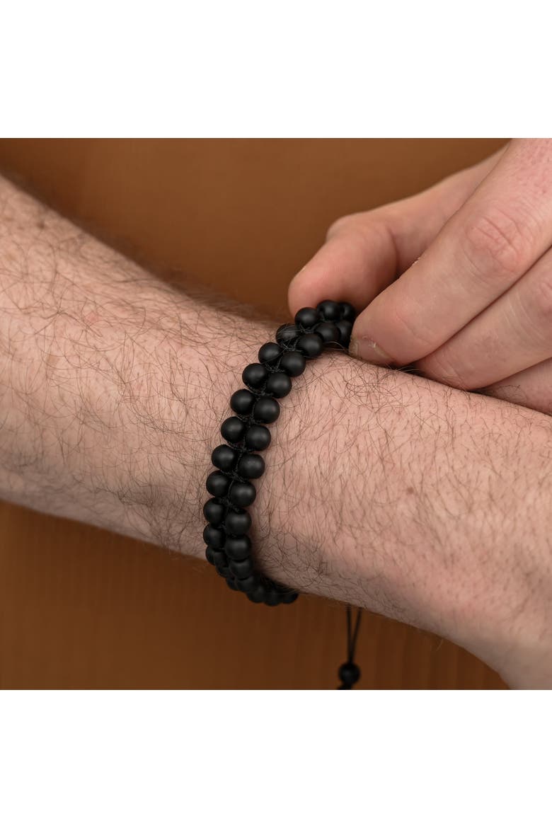 Helix Matte Black Agate Rope Beaded Bracelet, Alternate, color, Black