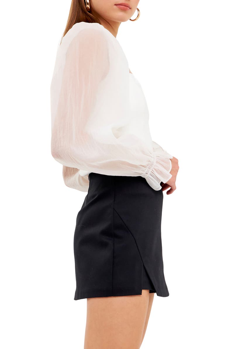 Endless Rose Organza Sleeve Knit Top, Alternate, color, White