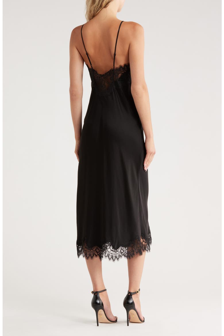 Lennon Lace Accent Satin Slipdress, Alternate, color, BLACK/ BLACK