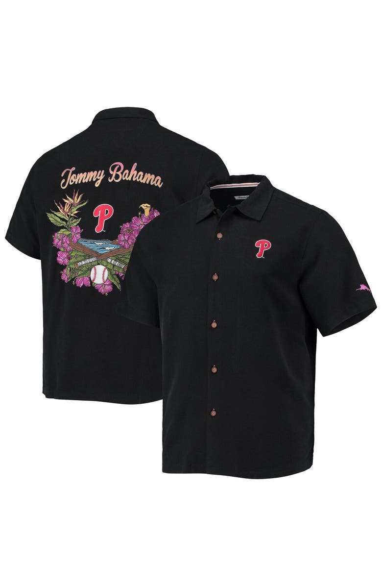 Tommy Bahama Men's Tommy Bahama Black Philadelphia Phillies Baseball Bay Button-Up Shirt, Main, color, 