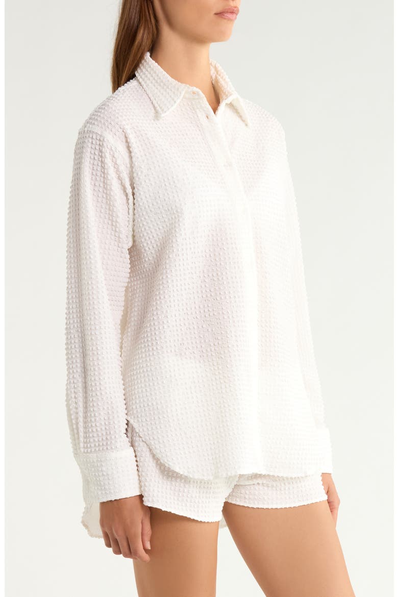 Seersucker Button-Up Top, Alternate, color, WHITE
