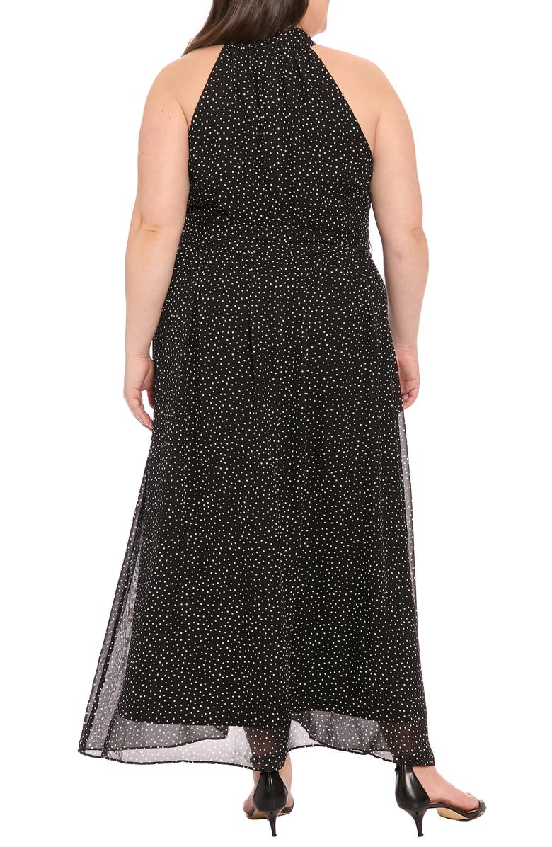 London Times Polka Dot Halter Maxi Dress, Alternate, color, Black/ White