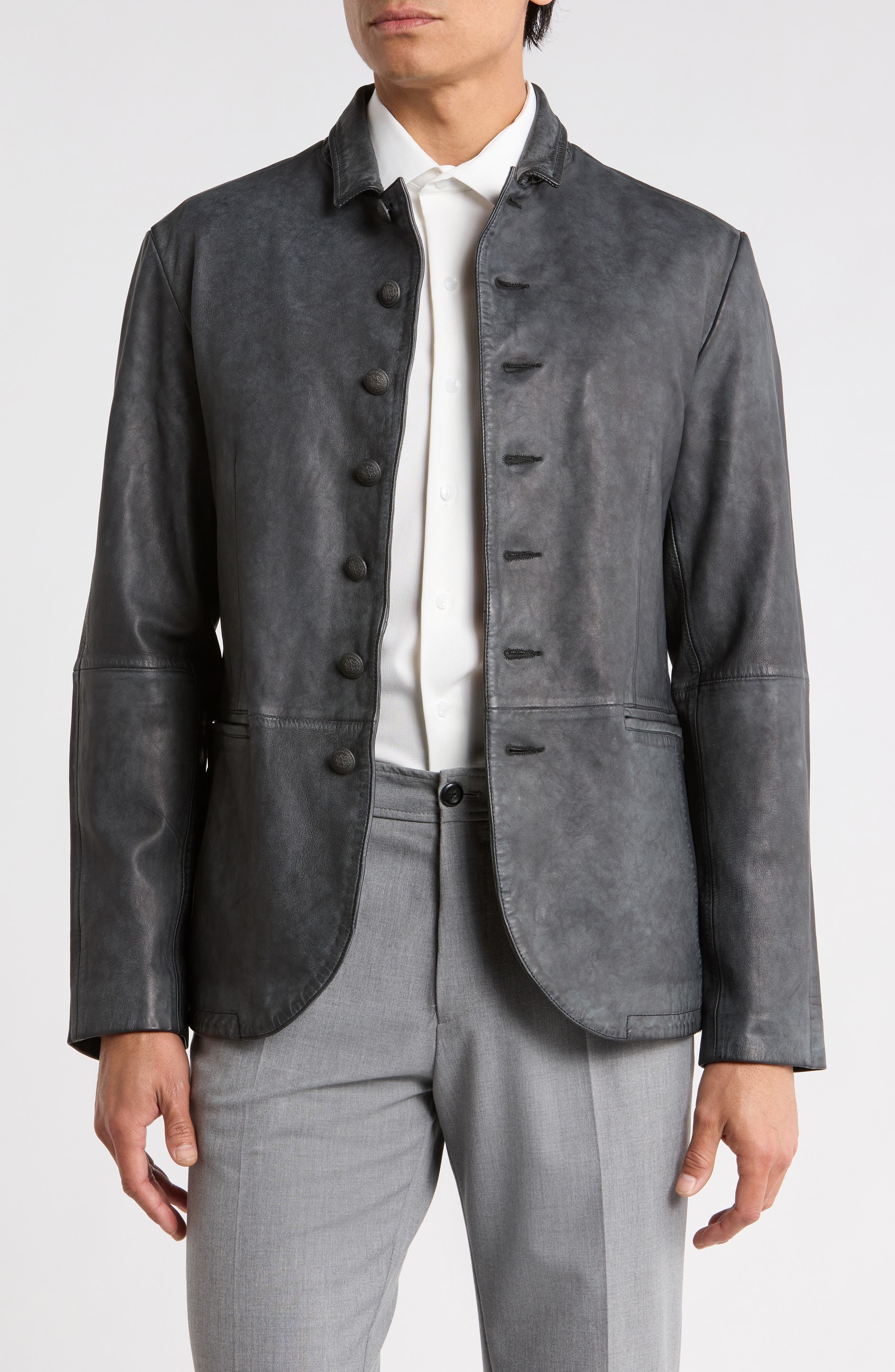 Ward Suede Multi Button Leather Jacket