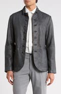 John Varvatos Ward Suede Multi Button Leather Jacket