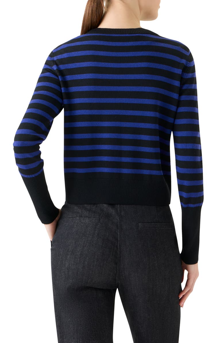 Akris punto Stripe Virgin Wool Cardigan, Alternate, color, Black-Ultra Violet