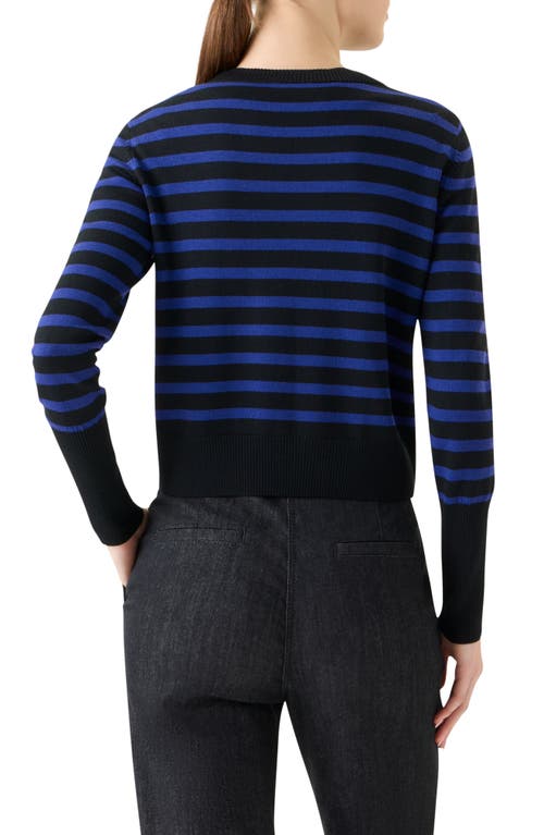 Akris Punto Stripe Virgin Wool Cardigan In Blue