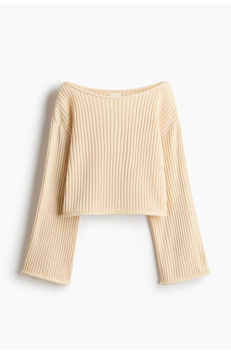 H&M Rib-knit Boat-neck Jumper, Main, color, Light Beige