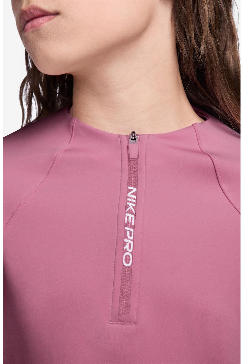 Pro Dri-FIT Half Zip Long Sleeve Top, Alternate, color, PEONY/ PEONY/ WHITE