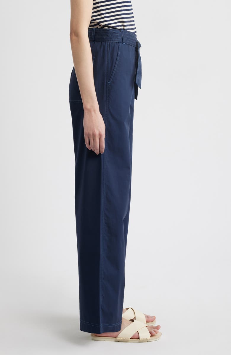 Wyeth Bailey Waist Tie Cotton Wide Leg Pants, Alternate, color, Navy