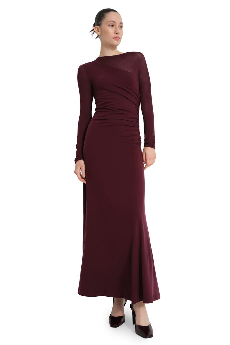 Ambrose Long Sleeve Jersey Maxi Dress, Alternate, color, BURGUNDY